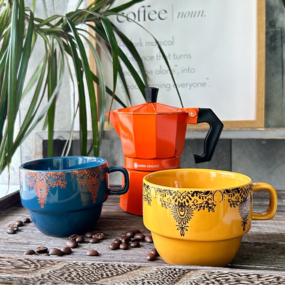 🌴Cost Plus World Market Cultural Stacking Coffee Cups | Two